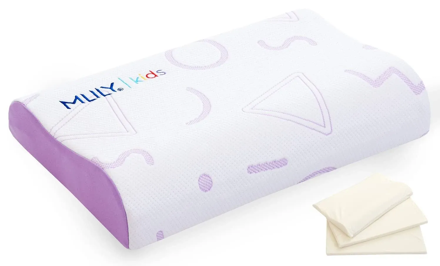 MLILY Kids Pillow Memory Foam CertiPUR US Certified White &amp; Purple NBWT