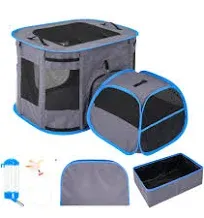 Multiple-Purpose Cat Dog Playpen, Foldable Cat Cage,Great for Indoor and Outdoor Use, Cat Tent with a Private Bathroom, Water Bottle and Cat-Teasing Stick, Litter Box and Comfy Waterproof Mat