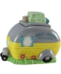 Happy Campers Eat Cookies Ceramic Cookie Jar Young Heartfelt Creations