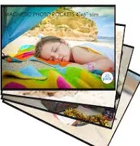 20 Pack 4"x6" Premium Super Slim Magnetic Picture Pockets Frames with Black Holds 4 x 6 inches Photo for Refrigerator