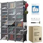 CUBEDIY Shoe Organizer Cabinet Up to 72 Pairs, Shoe Closet-Portable Closed Shoe Rack with See-Through Door (Clear, Plastic, Stackable) Cubby Shoes