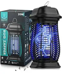 20W Bug Zapper Outdoor, Fly Traps for Indoors with Powerful 3U Shape Light Bulb, Waterproof Fly Zapper, Electric Mosquito Killer for Home, Backyard, Patio (100, Volts)