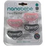 Nanobébé Flexy Pacifier 4 Pack, Pink/Grey