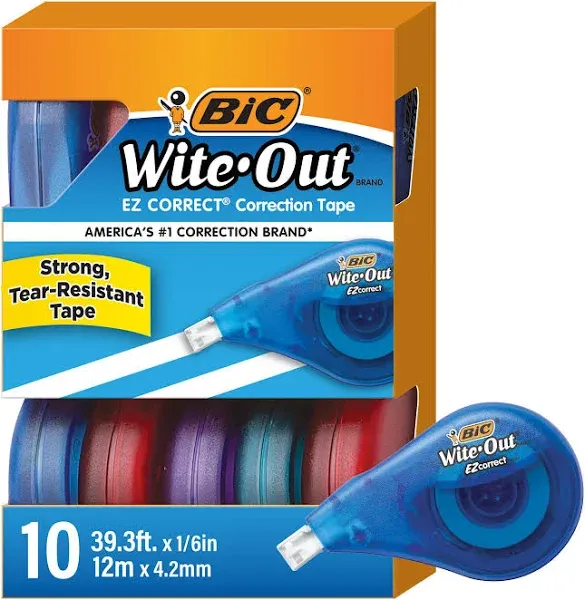 BIC Wite-Out EZ Correct Correction Tape - Blue/Orange Case Color