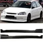 Fits 96-00 Honda Civic CS Style Side Skirts Extension Rocker Panel Unpainted PU