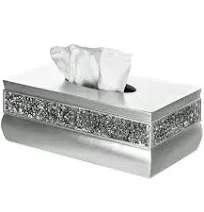 Tissue Box Cover Rectangle Paper Holder Silver Storage Case by Creative Scents