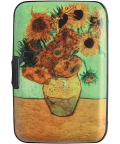 Vase With Twelve Sunflowers" Van Gogh Armored Credit Card RFID Block Wallet Cash Holder