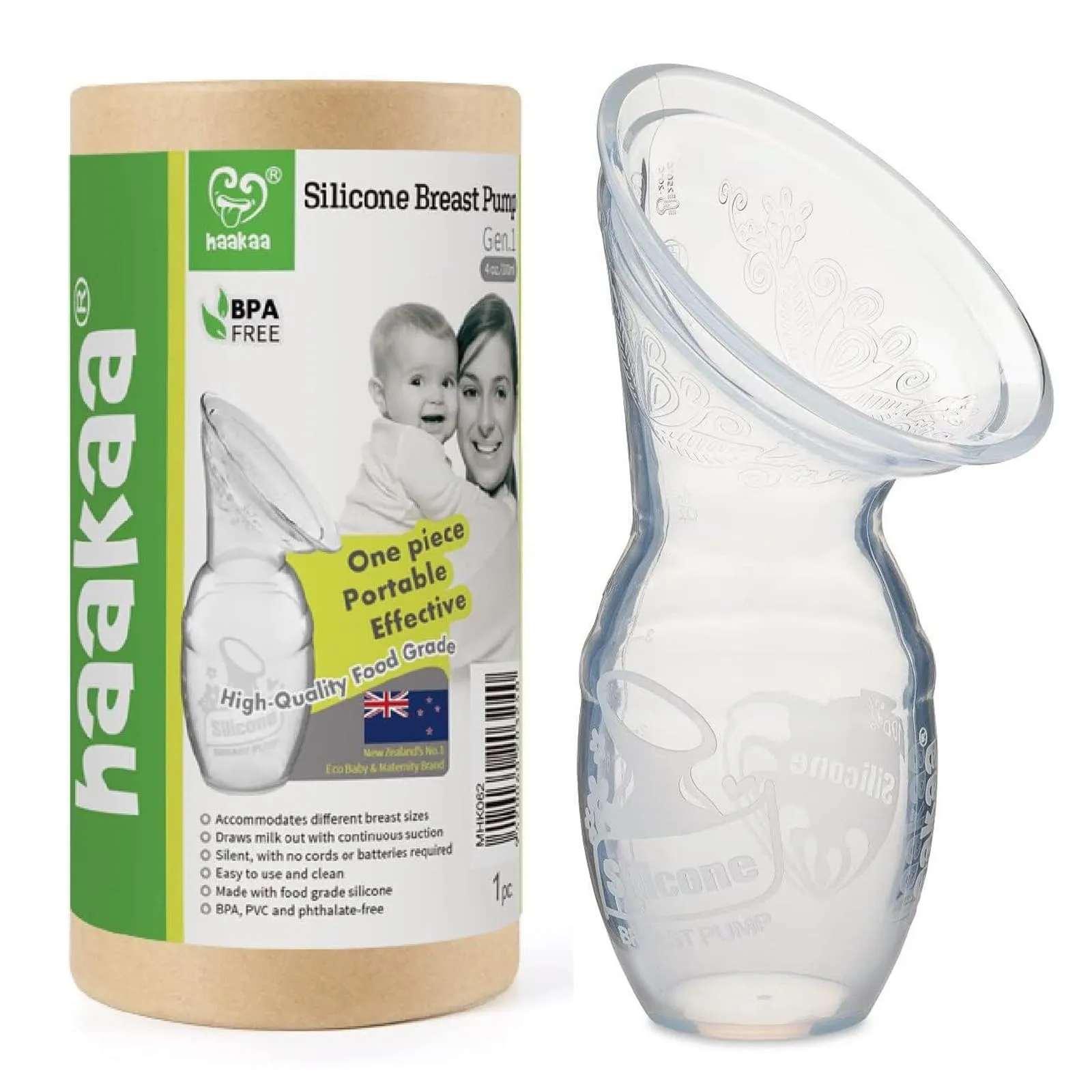 Haakaa MHK002 Original Silicone Breastfeeding Manual Breast Milk Pump, 4oz