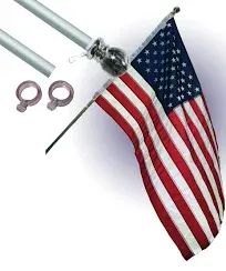 Star Spangled Flags 6 Foot Silver Brushed Aluminum No Tangle Spinning Flag Pole