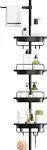 ALLZONE Rustproof Shower Caddy Corner for Bathroom, 4-Tier Adjustable Shelves with Tension Pole, 39.2 to 113 inch, Black