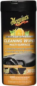 Meguiar's G190600 Citrus-Fresh Cleaning Wipes, 25 Wipes