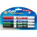 Expo 86674K Low-Odor Dry Erase Markers, Fine Point, 4-Count, Assorted