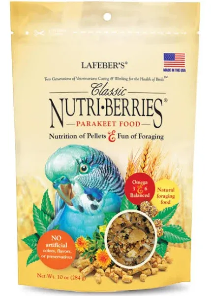 LAFEBER'S Classic Nutri-Berries Pet Bird Food, Made with Non-GMO and Human-Grade Ingredients, for Parrots, 10 oz