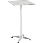 HOMCOM 24” Adjustable Square Stainless Steel Top Aluminum Standing Bistro Bar Table