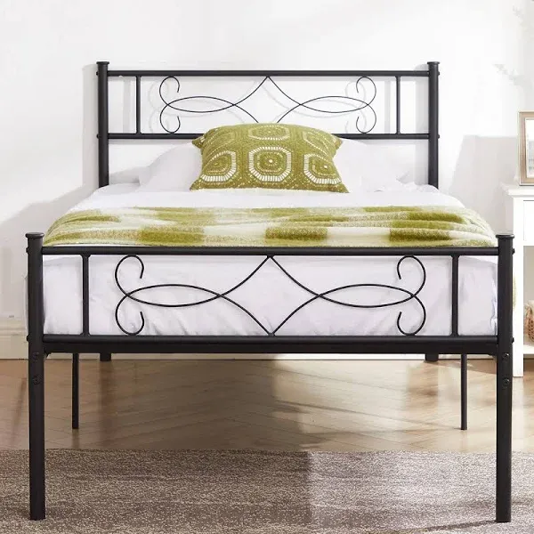 14&#034; Queen Size Metal Platform Bed Frame with Headboard,Prem<wbr/>ium Steel Slat Suppor