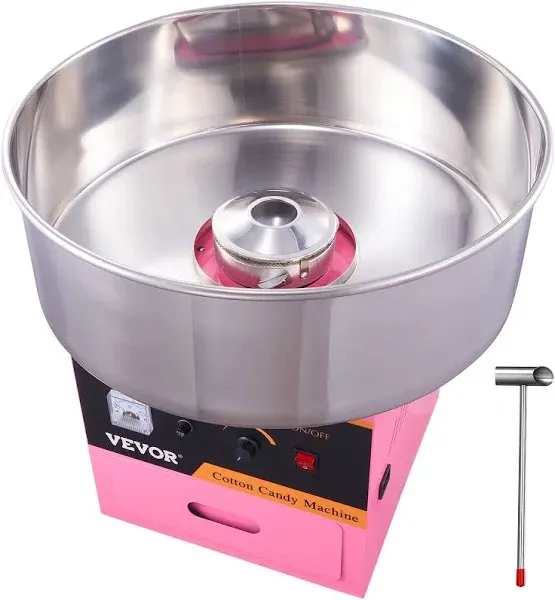 VEVOR 1000W Candy Floss Maker, Commercial Cotton Candy Machine with Stainless Steel Bowl, Sugar Scoop, and Drawer