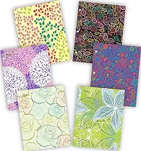 - Floral - 2 Pocket Folders/Portfo<wbr/>lio 6 Pack Letter Size with 3 Hole Punch to Us