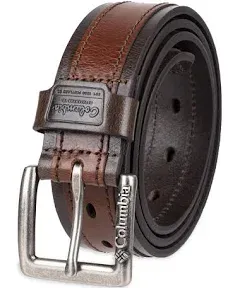 Columbia Men's Classic Logo Belt-Casual Dress with Single Prong Buckle for Jeans Khakis