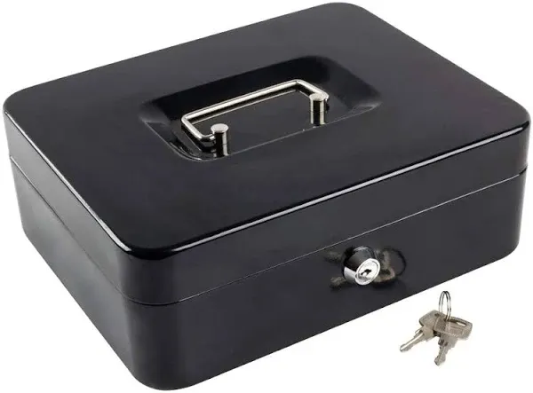 Kyodoled Metal Cash Box with Money Tray and Lock