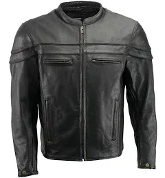 Men’s Premium Buffalo Black Leather Motorcycle Jacket with CE Armor