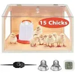 koretech Brooder Box for Chicks,15 Chicken Brooder Box with 2 Heat Lamps, Chick Brooder for Small Animals,Chick/Duck/Quail/Hamster/Lizard, 16 x 12 x