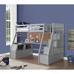 ACME Jason II Wooden Twin Storage Loft Bed in Gray