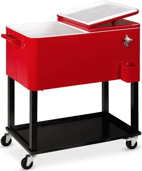 Best Choice Products 80qt Steel Rolling Cooler Cart w/ Bottle Opener