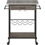 Novogratz Nora Multifunctional Kitchen Cart Stainless Steel in Brown