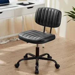 Sweetcrispy Small Office Desk Chair with Wheels Armless Comfy Computer Chair with Lumbar Support