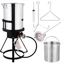 30 QT Aluminum Turkey Deep Fryer Pot Gas Stove Burner Stand with Poultry Rack