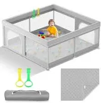 Omzer Baby Playpen with Mat 50x50inch Large Playpen for Babies and Toddlers Indoor Safety Play Pen with Soft Breathable Mesh