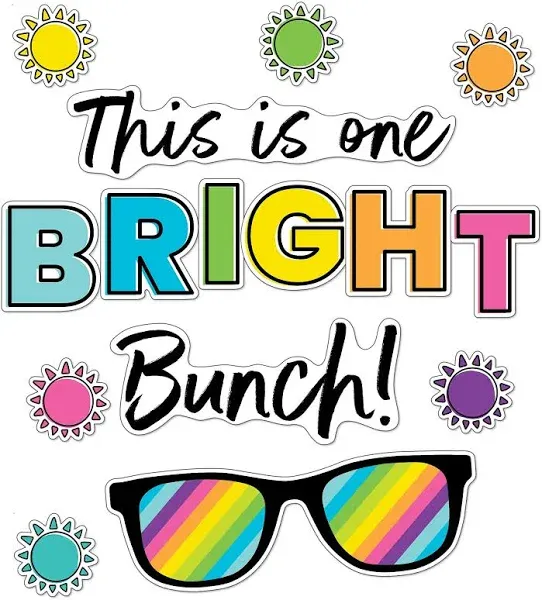 Carson Dellosa Kind Vibes Bulletin Board Set&#8212;This Is One Bright Bunch Motivational Header With Sunglasses and Sun Cutouts, Bulletin Board Decor (39 pc)