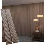 3D Natural Wood Veneer Slat Acoustic Panels (Walnut) | Soundproof Celling/Wall Panels | 94.49‘’ x 23.62‘’ Cover | Wood Slat Paneling | Fluted Wall