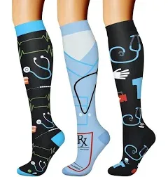 CHARMKING Compression Socks for Women & Men Circulation (3 Pairs) 15-20 mmHg is Best Support for Athletic Running Cycling