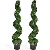 Costway 2 Pack 4FT Artificial Spiral Boxwood Topiary Tree