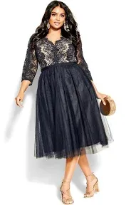 City Chic Women's Plus Size Beauty Elbow Sleeve Dress