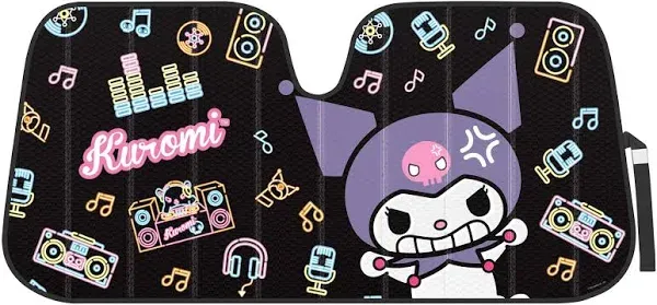 Official Sanrio Kuromi Neon Party Windshield Sunshade (58x28 inches)