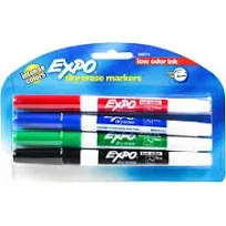 NEW Expo Dry Erase Fine Tip Markers Low Odor Ink Four Colors