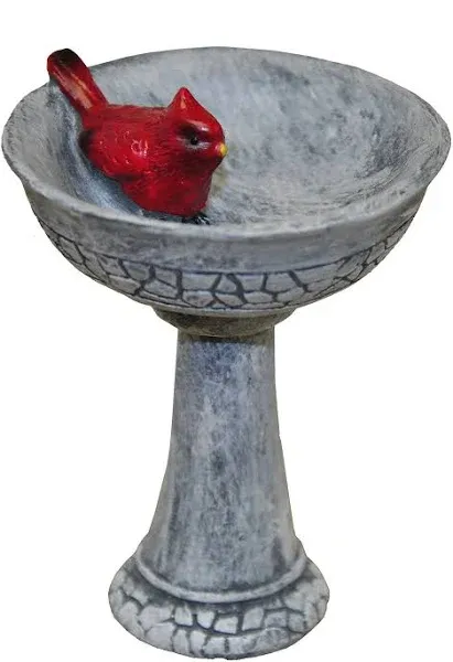 G & F MiniGardenn Fairy Garden Miniature Cardinal Birdbath Pick