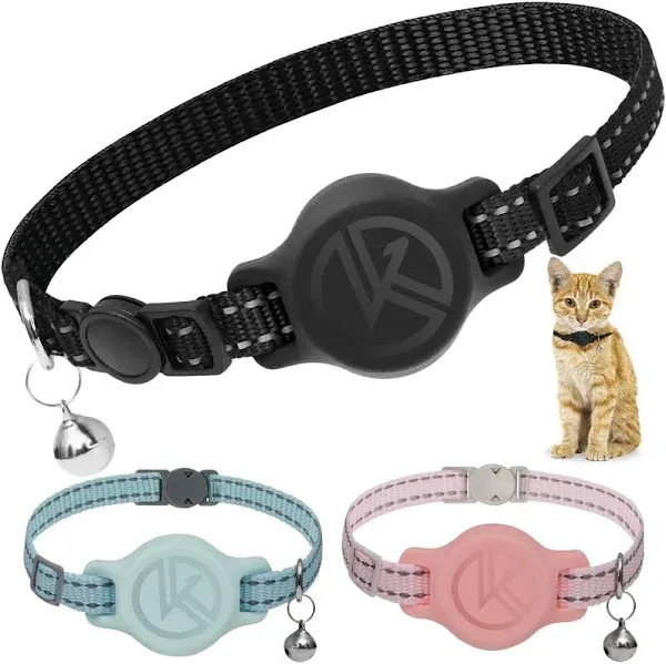 Tile Sticker Holder Cat Tracking Collar - Breakaway, Reflective Kitten Black