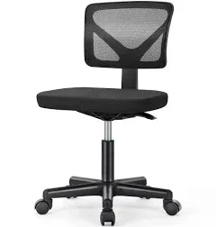 Armless Mesh Office Chair, Ergonomic Computer Desk Chair, No Armrest Small Mi...