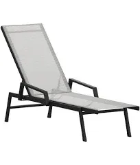 Emma and Oliver Textilene Adjustable 5 Position Patio Chaise Lounge with Armrests and Metal Frame