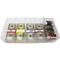 Clear Currency Tray, 5 Compartment Cash Organizer Money Storage Box, 300 Curr...