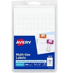 Avery Multi-Use Label 5/16&#034;x1/2&#034; White 1000 Total Removable School Office Home