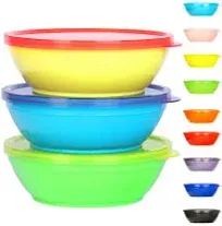 Youngever 8oz Kids Plastic Bowls with Lids 18 pack