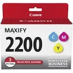 Canon® Ink Tank, f/PG-2200, 3/PK, Cyan/Magenta/Yellow (CNMPGI2200CMY)