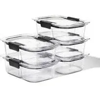 Rubbermaid 5pk 2.85 cup Brilliance Meal Prep Containers, 2-Compartment Food