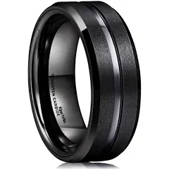 King Will Classic Tungsten Carbide Wedding Band Ring for Men - Available in Black, Silver, Gold, Blue, Brown, Red, and Purple Grooved Center Comfort Fit Suitable For Every Day Wear