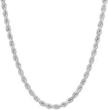 Savlano 925 Sterling Silver 4mm Solid Italian Rope Diamond Cut Twist Link Chain Necklace with Gift Box for Men & Women - Made in Italy