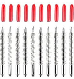 HQMaster 45 Degree Vinyl Cutter Blades Lettering Blade for Graphtec Cutting Plotter, Red Cap Pack Of 10 with Springs